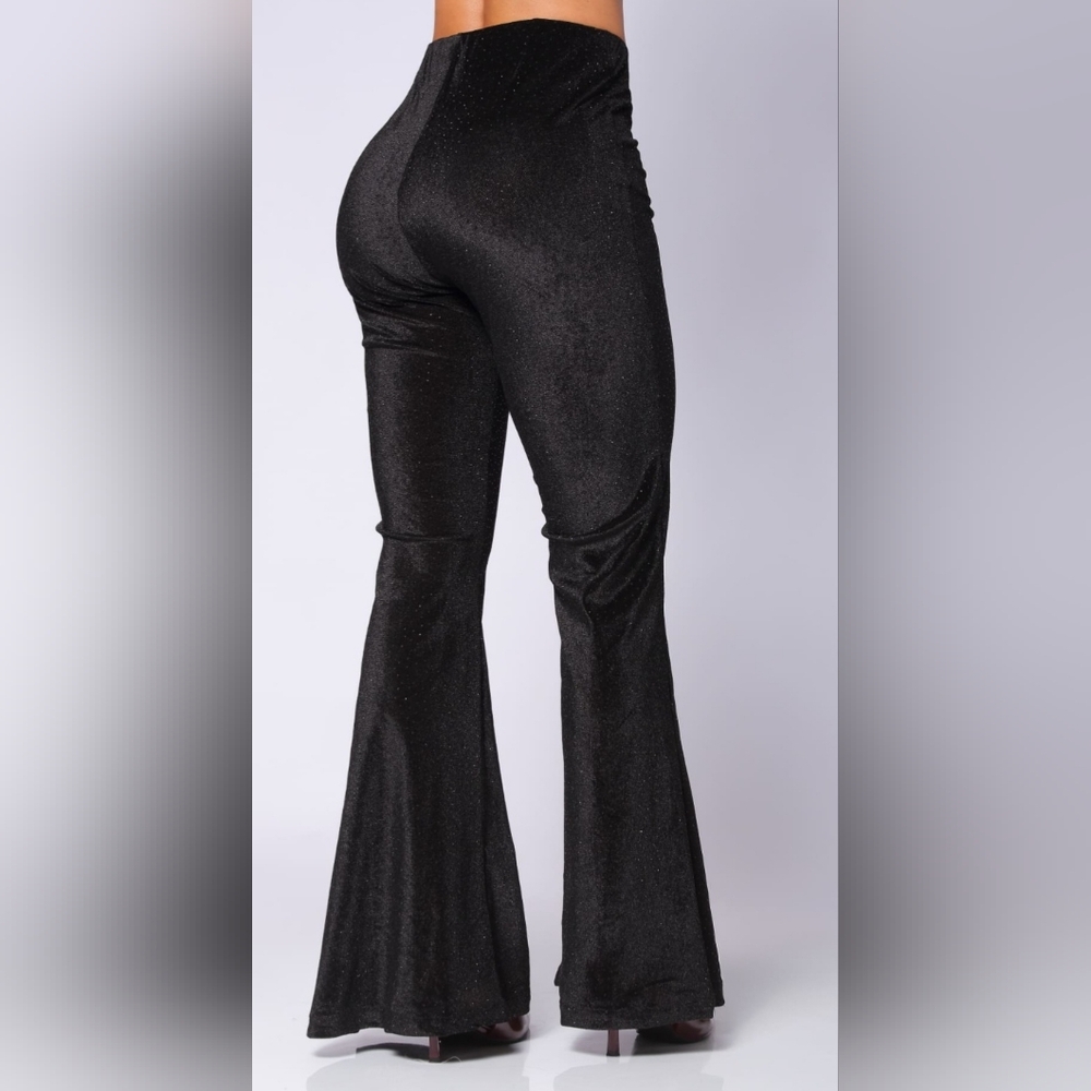 No Boundaries Shimmering Black Flare Pants